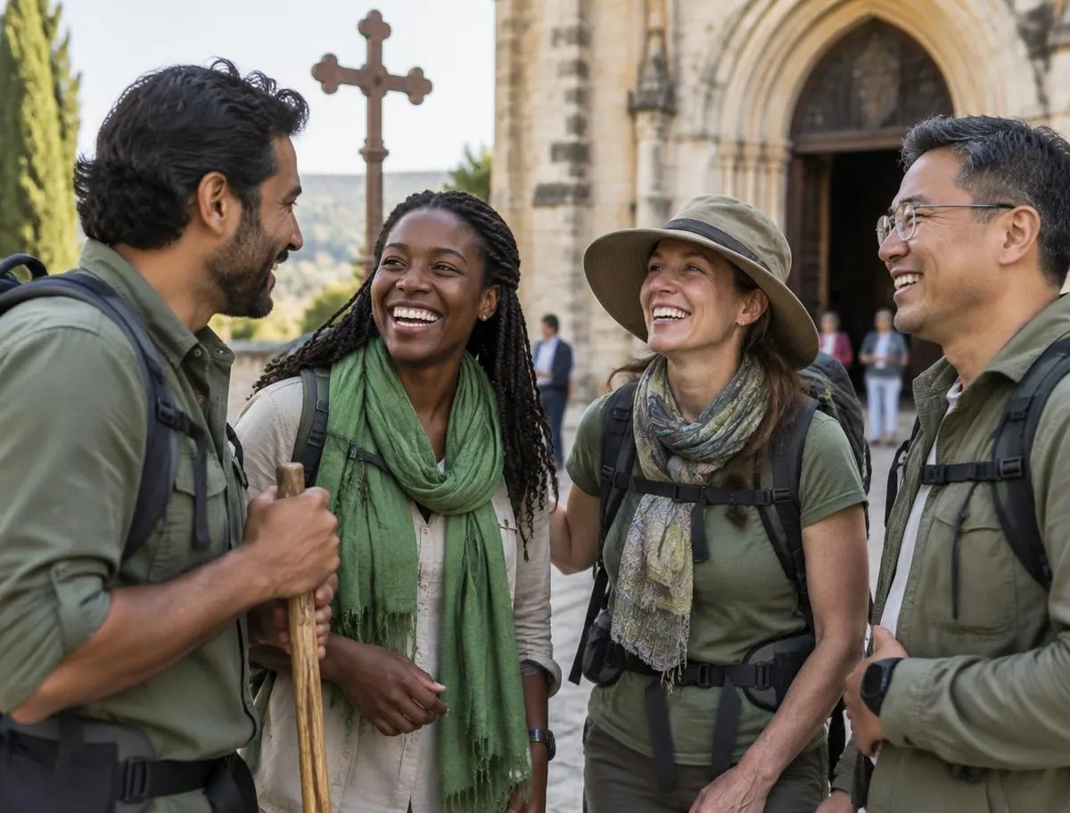 Pilgrims walking together on a journey of faith